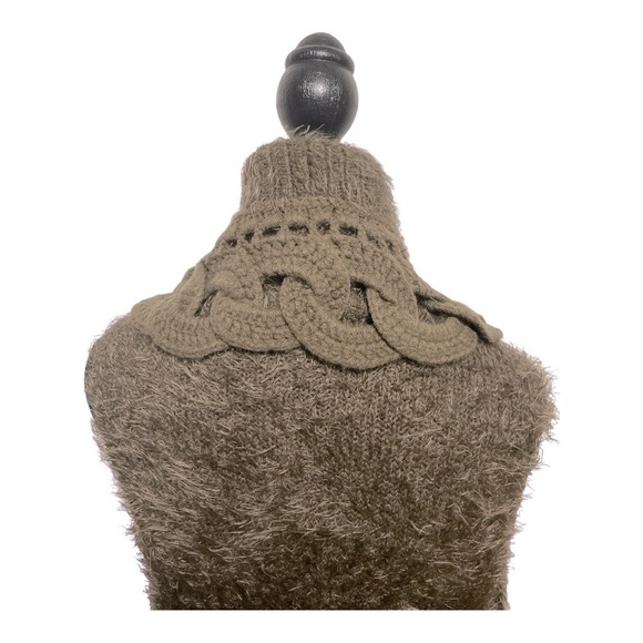 MONOREN Crochet Knit vest/ jacket, Faux Fur Brown SZ L - Picture 5 of 14